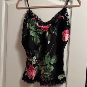 Badgley Mischka  silk lace floral camisole M